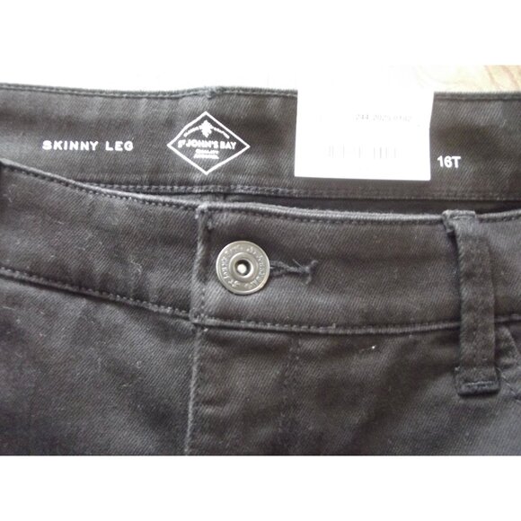 St John's Bay Jeans 16T x 30" Black Ankle Skinny Leg Mid Rise (16 tall) - Picture 6 of 11